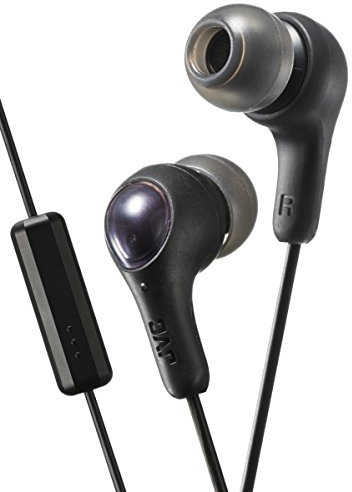 JVC Gumy Plus In Ear Headphones Earphones with Bass Boost, Comfortable Earbuds and Built In Mic and Remote for Call Handling, Black