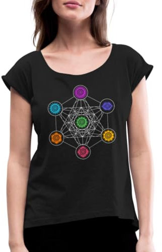 Energiezentren Metatron Würfel 7 Chakren Damen Casual Relaxed T-Shirt