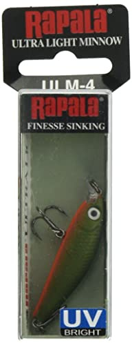 Rapala Unisex-Adult Ultra Light Minnow Angelköder mit Spezieller Tauchschaufel-Süßwasser Spinnköder-Lauftiefe 0,6-0,9m-Fischköder 4cm, 3g-Hergestellt in Estland-Green Army UV, Standard