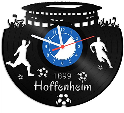 GRAVURZEILE Schallplattenuhr Hoffenheim - 100% Vereinsliebe - Upcycling Design Wanduhr aus Vinyl Made in Germany
