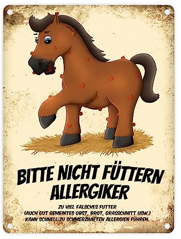 Metallschild mit Pferde Motiv und Spruch: Bitte nicht füttern - Allergiker