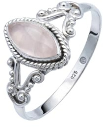 mantraroma Silberring Damen 925 Sterling Silber – ellipsenförmiger Edelstein Ring, Vintage Statement Ring Schmuck, elegantes Geschenk für Frauen