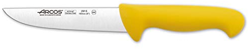 Arcos Serie 2900 - Caja 6 uds Cuchillo Carnicero - Hoja de Acero Inoxidable NITRUM de 160 mm - Mango inyectado en Polipropileno Color amarillo (6 UDS)