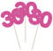 Number 30 Cupcake Toppers - 12pk Cake Decoration, Birthday, Anniversary, Pick, Pics, Thirty (Hot Pink Glitter)