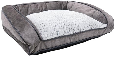 Rosewood Mittleres Hundebett maschinenwaschbar, superweiches, mit Fleece gefüttertes Hundebett aus Wildlederimitat, grau, 68 cm