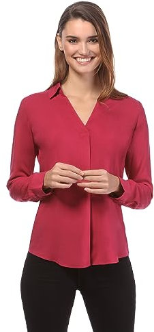 Vincenzo Boretti Blusa, Taglio Giusto, Colletto della Camicia Rosso Vino S