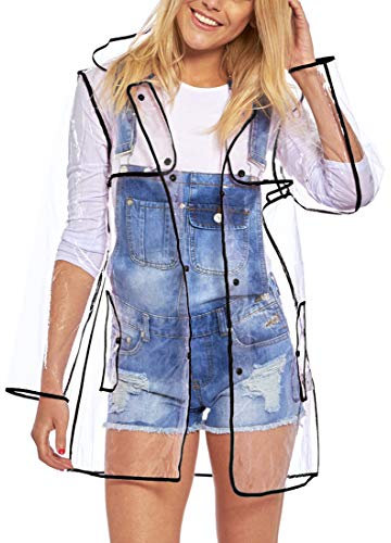 SS7 Nouvelles Femmes Transparent Coupe Vent imperméable, Rose, Taille 36 to 44 (L/XL, Noir)