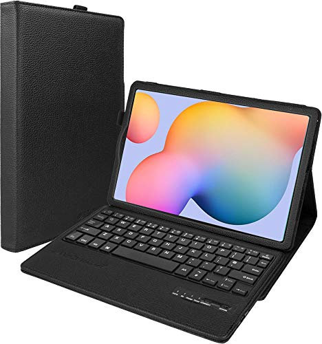 TECHGEAR Keyboard Case for Samsung Galaxy Tab S6 Lite 10.4 (SM-P610/P613/P615/P619/P620/P625) [Strike Folio] PU Leather Stand Case with Detachable Bluetooth Wireless UK QWERTY Keyboard (Black)