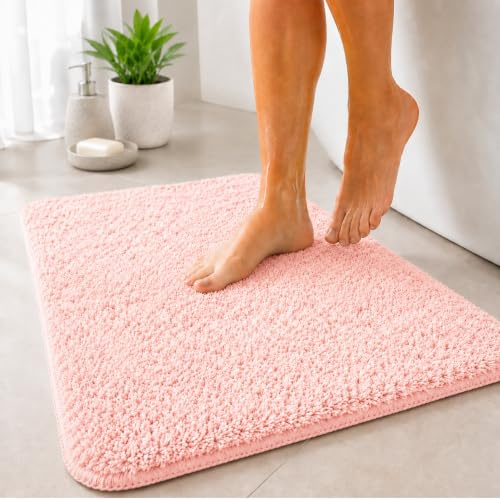 Floordirekt Badematte Sky - Badezimmerteppich - Weicher, dichter Hochflor - Rutschhemmend & Schnell trocknend - Geeignet für Fußbodenheizung - Eckig & Rund (70 x 120 cm, Rosa)