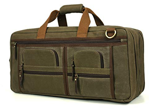 Waxed Canvas Chef Knife Bag Holds 20 Knives Plus Steel Meat Cleaver Large Storage Compartment Durable Professional Line Knife Carrier (Olive Green)
