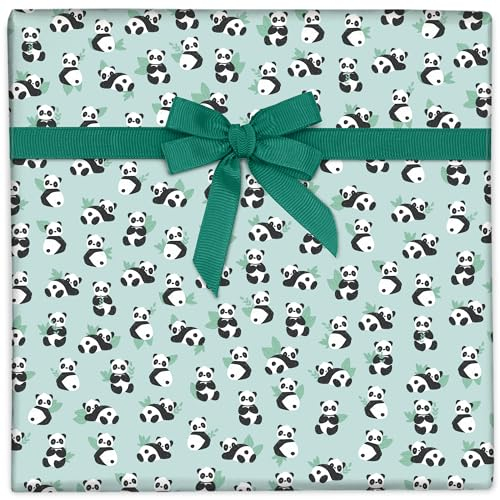 Central 23 - Grünes Geschenkpapier - 6 Blatt Geschenkverpackung - Geburtstagspandas - Tiere - Für Männer Frauen Jungen Jungen Mädchen Neues Baby - Recycelbar