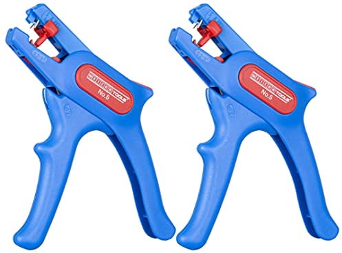 WEICON Automatic Wire Stripping Tool No. 5 | 2-Pack | Wire Stripper Adjustable 0.2-6.0 mm² (24-10 AWG) | Wire Stripping Pliers with Side Cutter up to 2.0 mm | Stripping of Round Cables |TÜV |