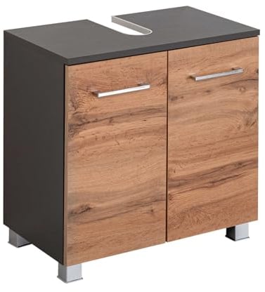 Waschbeckenunterschrank Pares 60 cm 2 Schubladen – Graphit/Eiche Wotan