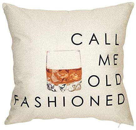 Softxpp Call Me Old Fashioned Whisky Wine Lustiges Zitat Spruch Inspirierender Wurfkissenbezug Weihnachten Winter Urlaub Bauernhaus Dekor Kissenbezug Dekorativ für Sofa Couch 50,8 x 50,8 cm Baumwolle