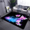 PEIHUODAN Schmetterling und Sternenlicht Teppich Lila Rosa Schwarz Fantasy Romantisch Wohnzimmer Schlafzimmer 140 x 180 cm