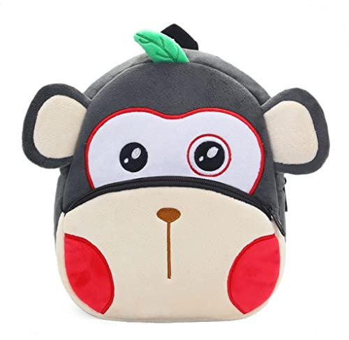 Kleinkind-Rucksack für Jungen und Mädchen, niedlicher weicher Plüsch-Tier-Cartoon-Mini-Rucksack, klein für Kinder von 2–6 Jahren, Monkey Grey, Einheitsgröße, Niedlich
