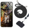 Coque Huawei P Smart (2019) Étui avec Cordon,Cadre Souple Housse Huawei P Smart 2019 Coque Cordon+Arrière en Verre Trempé à Motifs,Coque avec Cordon Huawei P Smart 2019 Lanyard Case,Motif02