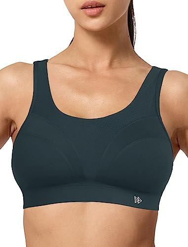 Yvette Sport BH U-Rücken Verstellbar Träger Starker Halt Gepolstert Fitness Joggen Bra,Grau,5XL Große Größen