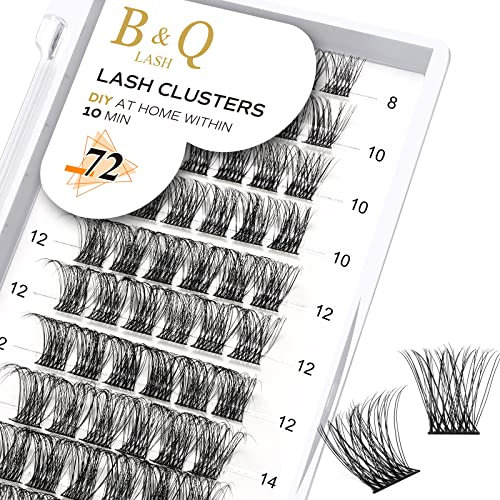 B&Qaugen Cluster Lashes D Curl 8-16 Mixed 72 Clusters B&Q Lash Individual Mega Volume Eyelash DIY Extensions Soft Fluffy (B47-D-8-16MIX)