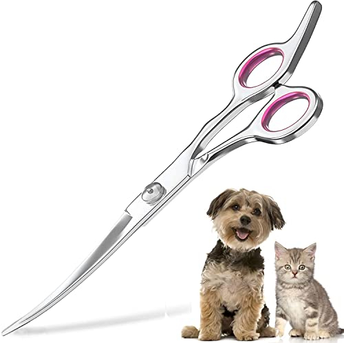 Haustierschere, Fellpflegeschere, 6 Zoll Profi Edelstahl Fellschere Hunde, Fellschere für Hund Katze, Haarschere für Hunde, Pfotenschere Gebogene Schere (A)