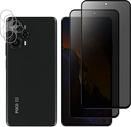 LanQii Protector Pantalla Compatibile con Xiaomi POCO F5, [2+2 Piezas] Privacidad Vidrio Templado Película + Lente Cámara Protector 9H Dureza Anti-ralladuras para Xiaomi POCO F5