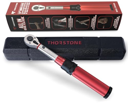 Thorstone 1/4 Drehmomentschlüssel, 90 Zähne Zahnrad Professionelle Präzision, 10-150 IN-LB/1.1~16.9 Nm Einstellbarer Mikrometer Click Drehmomentschlüssel, für Fahrradwartung, ± 2% im Uhrzeigersinn
