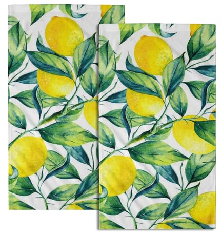 Giwawa Zitronen-Handtücher, frische Sommer, tropische Früchte, Druck, Badezimmer, Handtuch, weich, saugfähig, kleines Badetuch, Küche, Geschirrtuch, Gästehandtuch, Zuhause, Dekorationen, 2 Stück