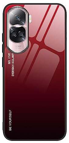 ILING Cover per Honor 90 Lite 5G, Custodia Vetro Antiproiettile Ultrasottile, Case Colorato Antiurto per Assorbimento Degli Urti con Paraurti in TPU (Rosso fuoco)