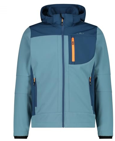 CMP - Herren Softshelljacke mit Abnehmbarer Kapuze, Hydro-Bluesteel, 54