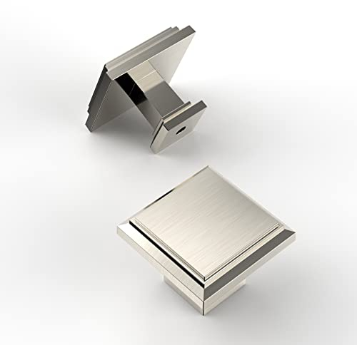 Amerdeco 6 Stück Möbelknöpfe Gebürsteter Nickel Küchenbeschläge Schrankknöpfe für Schrank, Kleiderschrank, mit einem Schrauben UK0016