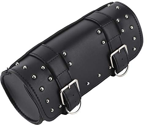 Universal Motorrad Tasche PU Leder Satteltasche Roll Gepäck Motor Ersatz für Motorrad (Schwarz)