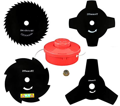 4 X Messer & Fadenspule kompatibel mit Scheppach Fuxtec Ryobi Brast Einhell und andere Motorsense