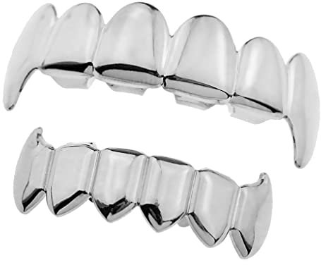 Beliebte Rock Hip-Hop Zahn Grill Halloween Foto Tools Fast Fixing Party Alle 4 Farben-Silber Robust und praktisch