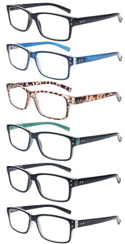 ZONLON 6 Pack Reading Glasses for Men Women Blue Light Blocking Lightweight Black Computer Readers with Spring Hinges (6C 1.75 + )