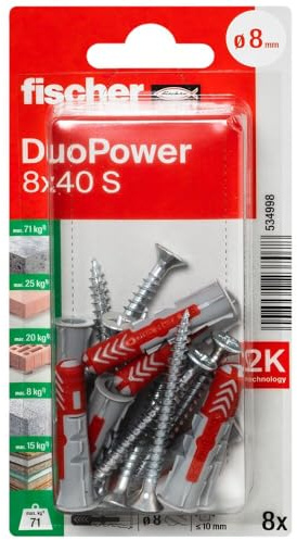 Fischer - Dübel – 8 Dübel für alle Materialien fischer Duopower 8 x 40 S. Fischer