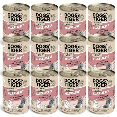 Dogs'n Tiger Allerliebst Nassfutter Katze, Rind, Leber & Kürbis, 12x 400g | Katzenfutter nass, Alleinfutter, hoher Fleischanteil, getreidefrei, ohne Zuckerzusatz, ohne Konservierungsstoffe