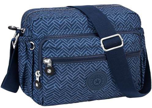NEWIROVE Umhängetasche Damen Mittelgroß Nylon Wasserdicht Crossbody Bag Leichte Schultertasche Damen Handtaschen Mit Vielen Fächern Sportlich Umhängetasche Für Einkaufen, Reisen, Schule,Dreiecke