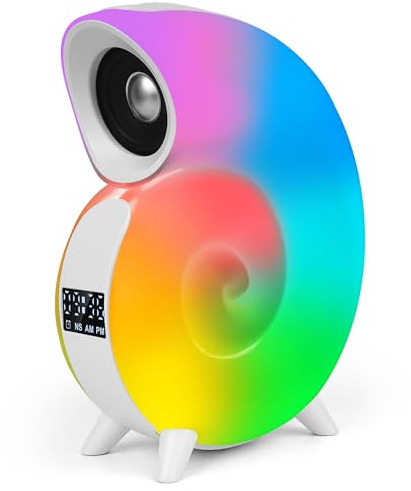Kihhvlo Luces nocturnas Altavoz Bluetooth, Lámpara de Noche Smart, Reloj Despertador Digital, Luz de Noche Multicolor RGB Regulable, Regalos para Niños Adolescentes