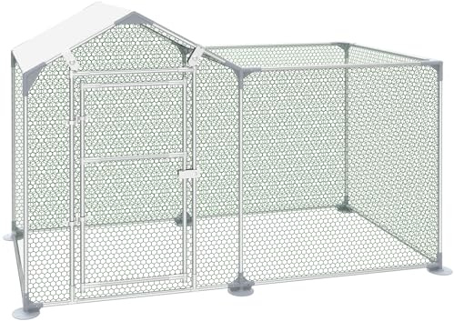 LILIIN Hühnerstall Freilaufgehege 2x1x1,4m Verzinkter Stahl Hühnerkäfig Hühnerhaus Freigehege mit Schloss, Geflügelstall Voliere für Hühner Kleintiere Geflügel Kaninchen