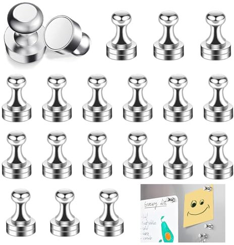 RHQFDM 20 Stücke Neodym Magnete Extra Stark,Magnete für Magnettafel,12×16 mm Klein Kegelmagnete,N52 Neodym Magneten Starker Halt,Mini Magnet für Whiteboard,Kühlschrank（Silbrig）