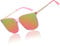 DUCO Damen Polarisierte Sonnenbrille mit UV400 Schutz Vintage Klassisch Runde Metall Rahmen Leichtgewicht Übergroß (Rosa Rahmen Bunte Linse)