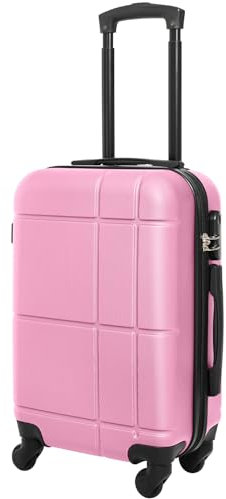 Valise rigide légère approuvée en cabine avec 4 roues pivotantes et serrure combi en ABS approuvée par plus de 100 compagnies aériennes British Airways, RyanAir, Virgin, Emirates Pink, rose, 55 x 35 x