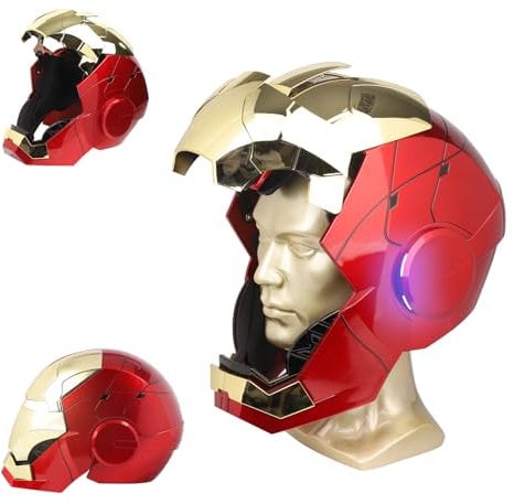 YONTYEQ Iron Hero MK 5 1:1 Helmet with Voice Touch Remote Control with LED Eyes, Realistic Sound Effects, Cosplay Display and Collectible Figures for Man Teenager, Gold