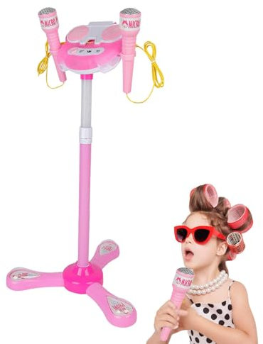 Misaakoeq Children's Microphone with Stand | Karaoke Machine Microphone - Karaoke Machine with Music, Educational Microphone Stand Playset, Interactive Kids Standing Microphone for Boys Kids Fun
