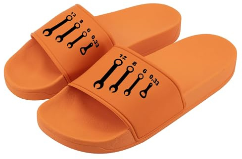 Deitert Badelatschen Schraubenschlüssel 0,33l - Lustige Hausschuhe, Schlappen für Herren & Damen - Badeschuhe, Badeschlappen mit Motiv - 45 orange/orange