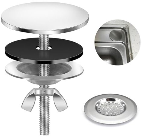 Cache Trou Evier Cuisine Couvercle Trou Robinet, Cache-trou d'évier en acier inoxydable, couvercle en métal pour comptoir, Bouchon de Trou de Robinet d'Évier, pour la maison, la cuisine
