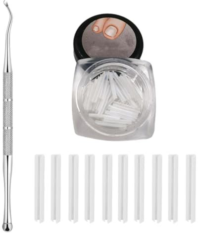 QOMJUFA Juego de correctores para uñas encarnadas, 50 tiras alisadoras de uñas sin dolor con elevador de uñas: kit de herramientas para uñas encarnadas de fácil uso