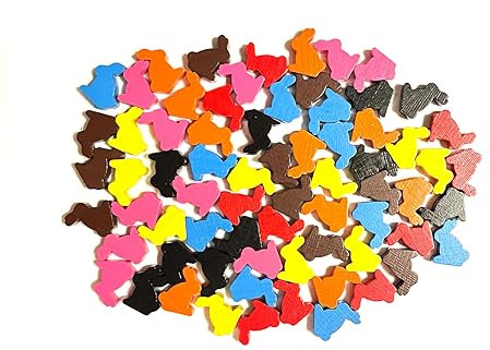Generisch Spielfiguren Hasen 70 Stück & 7 Farben Holz-Figur Brettspiel-Set Spielfiguren-Holz