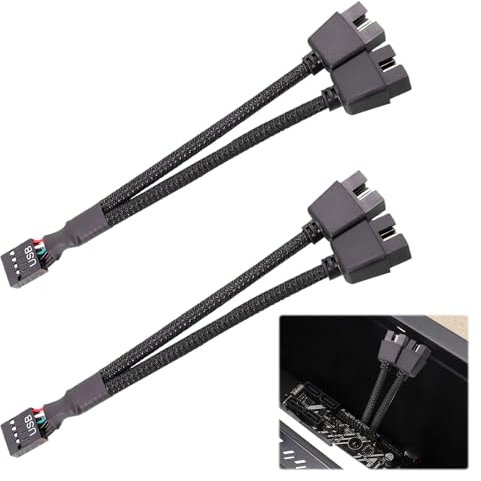 Watlikeup 2PCS USB Header Splitter,USB 2.0 9Pin Female to Dual 9-Pin Male Extension Cable for Internal Usb Hub,Motherboard 9PIN USB2.0 Splitter cable for Computer Internal Motherboard