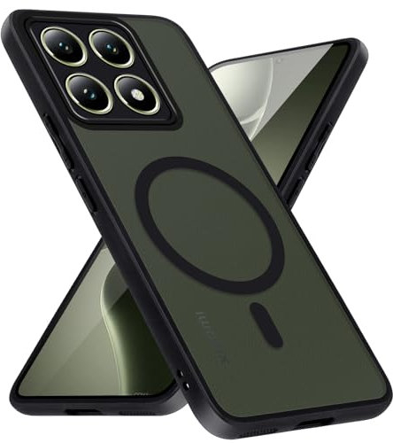 Xiltlly Magnetica Cover per Xiaomi 14T, Compatibile con MagSafe, Traslucido Opaco Custodia Antiurto Protettiva per Telefono Cellulare AntiGraffio Case per Xiaomi 14T 6.67 Pollici, Nero